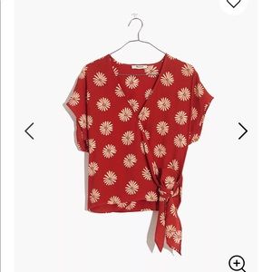 Madewell Sash-Tie Wrap Top in in Daisy Daydream